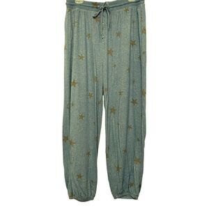 American Eagle Outfitters Sz M Pull-On Elastic Waist Jogger Pants Blue w Stars